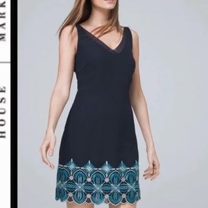 WHBM Embroidered Shift Dress IN BLUE NEW WITH TAG
